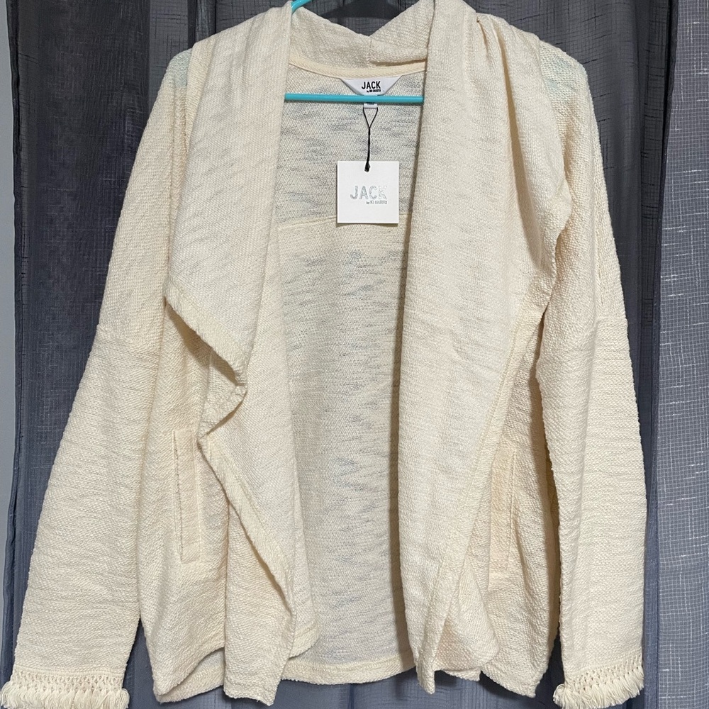 Jack by BB Dakota Open Front Fringe Cardigan NWT Size M - Picture 3 of 5